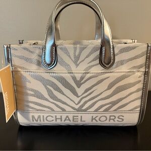 Michael Kors Zebra Print Silver and White Satchel